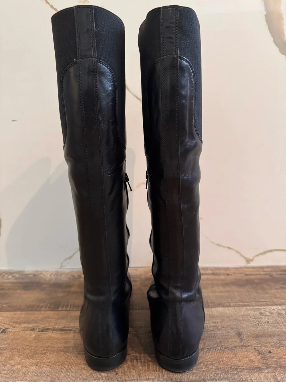 AGL Attilio Giusti Leombruni Black Leather Tall Boots Made in Italy 42